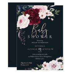 an elegant floral baby shower card