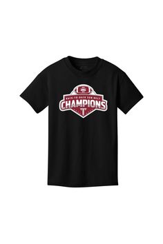 Celebrate the triumph of the Troy University Trojans with our new 2023 Sun Belt Conference Football Champions Short Sleeve Youth T-shirt! Join the celebration and let the world know you're a proud supporter of the Troy Trojans! Crafted from premium cotton, this shirt not only showcases your team pride but also ensures maximum comfort. The bold and vibrant design captures the spirit of victory, featuring the iconic team logo alongside the prestigious Sun Belt Conference Football Champions logo. C Fan Apparel T-shirt For Team Events With Letter Print, Fan Apparel T-shirt With Letter Print For Team Events, Team Logo T-shirt For Team Events With Crew Neck, Team Logo T-shirt For Team Events, Collegiate Black T-shirt For Team Events, Collegiate T-shirt With Graphic Print For Team Events, Black Collegiate T-shirt For Team Events, Crew Neck T-shirt With Team Logo For Team Events, Black Tops With Logo Print For Team Events