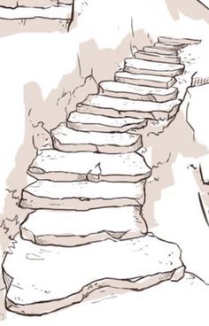 a drawing of a set of stone steps