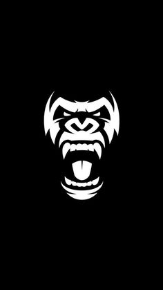 an angry gorilla face on a black background