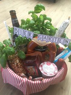 a basket filled with lots of different types of food