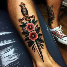 Traditional Dagger, Upper Arms, American Traditional Tattoo, American Traditional