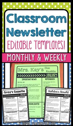 the classroom newspaper editable templates for months and weekly students to use in their homeschool