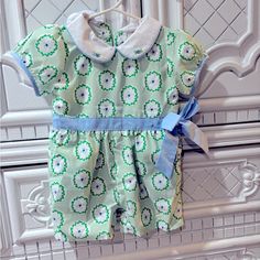 Nwot Busybee Romper Blue And Green Blue Cotton Bubble Romper With Short Sleeves, Fitted Green Bubble Romper For Play, Green Short Sleeve Bubble Romper For Spring, Spring Green Short Sleeve Bubble Romper, Spring Blue Bubble Romper For Playtime, Playful Fitted Blue Bubble Romper, Busy Bees, Busy Bee, Business For Kids