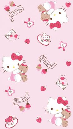 hello kitty wallpaper is shown in pink