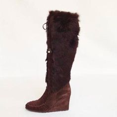 CELINE Wedge Boots in Brown Suede and Fur Size 36 $535.78 Brown Round Toe Wedge Boots For Winter, Brown Winter Wedge Boots With Round Toe, Luxury Brown Boots For Winter, Luxury Brown Winter Boots, Brown Lace-up Boots With Suede Lining For Winter, Brown Winter Lace-up Boots With Suede Lining, Brown Sheepskin Boots With Faux Fur Lining, Brown Wedge Heel Boots For Winter, Luxury Brown Shearling Boots