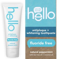 Say hello to a thoughtfully crafted paste that helps brush away plaque, shows tartar who's boss, and naturally whitens with mighty minerals by removing surface stains. this fab formula also tames bad breath and moisturizes. bonus: it includes epically refreshing farm grown peppermint, tea tree oil, and coconut oil for extra friendliness. This hello whitening toothpaste helps brush away plaque, shows tartar who’s boss, and naturally whitens with mighty minerals by removing surface stains. Plus, t Hello Toothpaste, Best Natural Toothpaste, Crest Toothpaste, Natural Toothpaste, Leaping Bunny, Artificial Sweeteners, Peppermint Tea, Whitening Toothpaste, Sls Free Products