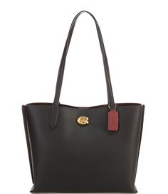 From COACH&#x2C; the Willow Pebble Leather Tote Bag features:Polished pebble leatherTurnlock and magnetic snap closuresCenter zip compartmentDouble handles Four protective feet at baseApprox. 13.5" L x 10.75" H x 5.75" W; 11.5" handle dropImported. Coach Tote Bag Outfit, Coach Willow Tote, Coach Willow, Tote Bag Outfit, My Style Bags, Work Tote Bag, Coach Tote Bags, Pocket Books, Buy Bags