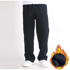 Category:WE-Pants; Season:Winter; Fabric:Polyester; Gender:Men's; Style:Streetwear,Fashion,Sports,Basic; Elasticity:Micro-elastic; Occasion:Casual,Daily; Fit Type:Regular Fit; Function:Warm; Waistline:Mid Waist; Pattern:Solid Color; Design:Straight Leg,Elastic Waist,Drawstring; Pants Type:Straight Leg Sweatpants,Winter Pants,Trousers,Sweatpants,Joggers,Fleece Pants; Fly Type:Elasticity,Drawstring; Front page:FF; Listing Date:10/24/2022; Production mode:External procurement; Hips:; Length:; Waist Cheap Sweatpants, Winter Pants, Sports Fashion, Mens Fleece, Fleece Pants, Fashion Black, Drawstring Pants, Pants Trousers, Sport Fashion