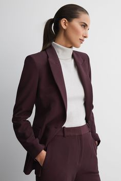 Find REISS Gabi Tailored Single Breasted Suit Blazer on Editorialist. Update your work-to-weekend rotation with the Gabi blazer. Its single-breasted, tailored shape makes it a classic pick, ideal for pairing with your existing separates. Or, choose the coordinating trousers for a modern, seamless outlook. Single breasted Single-button fastening Peak lapels Flap pockets Long sleeves Tailored fit Lined The model is wearing a size 8 Measurements of model: 5ft 9.5 / 176cm Single Breasted Suit, Led Clothing, Suit Jackets For Women, Slim Fit Suit, Winter Outfits For Work, Of Model, Trouser Suits, Women's Coats & Jackets