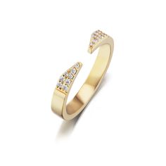 Luxury Crystal Open Ring, Luxury Open Crystal Ring, Fine Jewelry Open Diamond Ring, Open Band Promise Ring With Pave Setting, Pave Setting Open Band Promise Ring, Open Band Pave Setting Promise Ring, Bypass Ring With Diamond Accents, Luxury Open Ring Crystal Ring For Promise, Vvs Clarity Open Diamond Ring