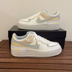 Brand New Nike Air Force 1 Shadow Size Women 9 Style Code:Dr7883-101 Color: Sail Light Silver Citron Tint This Size Is Sold Out Online! *********** Please Take A Close Look Of All Pics And Video, You Will Get The Exact Pair Of Shoes Displayed In Pics. All Sales Are Final And I Don’t Accept Return! Thank You! Nike Shox Turbo, Nike Air Force 1 Shadow, Air Force 1 Shadow, New Nike Air Force, Nike Air Max Thea, Black Leather Sneakers, Nike Air Zoom Pegasus, Nike Air Max For Women, Shoe Display