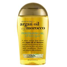 Strengthen and renew hair with OGX Argan Oil of Morocco Penetrating Hair Oil Treatment. Ideal for all hair types and textures, the rich hair oil helps penetrate the hair shaft while renewing and softening hair. Formulated with a hydrating blend of rich cold-pressed Moroccan argan oil, it helps revive hair to leave it nourished and silky smooth. Nourishing hair oil seals in nutrients and shine to help improve hair strength and elasticity, leaving you with touchable tresses that are soft but stron Ogx Hair Products, Argan Oil Of Morocco, Argon Oil, Towel Dry Hair, Argan Oil Hair, Moroccan Argan Oil, Healing Oils, Oil Treatments, Coarse Hair