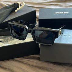 Brand New James Oro Black Titan Men’s Sunglasses. Excellent Condition. Never Seen The Sunlight. Only Tried On A Few Times. They Are A Little Tight For My Head. My Loss Is Your Gain. Guess Glasses, Gucci Bracelet, Real Gold Necklace, Model Sunglasses, Gucci Glasses, Louis Vuitton Sunglasses, Louis Vuitton Belt, Designer Glasses, Sunglasses Men