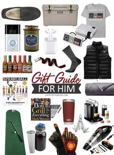 the ultimate gift guide for him includes gifts, beer, and camping gear to pack up