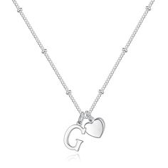 PRICES MAY VARY. SIZE: The size of our initial necklace is 16"+2", its chain is adjustable and clasp is very convenient to operate, suitable for sending as jewelry gifts. Recommended Age Grading : 6+. UNIQUE MEANING: Silver heart necklace, it's a meaningful jewelry to make one's initial name to become a memorable gifts as well as show your uniqueness. No matter when and where you do anything, you and your loved one will always remember that important person in each other's life. MATERIAL: Our st Silver Necklace Heart, Heart Pendant Necklace Silver, Necklaces For Girls, Sterling Silver Initial Necklace, Initial Necklace Silver, Silver Necklace For Women, Unique Meaning, Dainty Initial Necklace, Jewelry For Girls