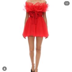 Fun And Flirty Strapless Dress Size S/ Can Fit Xs Perfect For Cocktail Or Wedding Guest Attire Sold Out Everywhere Mini Tulle Dress, Wedding Guest Attire, Guest Attire, Wedding Attire Guest, Tulle Dress, Pink Red, Wedding Guest, Strapless Dress, Colorful Dresses