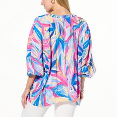 Colleen Lopez Printed Woven Dolman Top with Button Front This chic dolman top from Colleen Lopez adds a romantic touch to your classic everyday looks. Chic Multicolor Tops With Buttons, Chic Multicolor Buttoned Tops, Multicolor Vacation Blouse With Buttons, Multicolor Buttoned Tops For Spring, Multicolor Button Top For Spring, Multicolor Button-up Tops For Spring, Fall Vacation Tops With Button Closure, Multicolor Spring Top With Button Closure, Multicolor Tops With Button Closure For Vacation