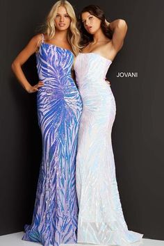 Jovani Prom, Sequin Sheath Dress, One Shoulder Prom Dress, Long Sleeve Evening Gowns, Gorgeous Prom Dresses, Long Formal Gowns, Iridescent Purple, Iridescent White, Sequin Prom Dress