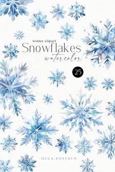 watercolor snowflakes with the words winter clipart