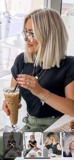 Subtle A Line Haircut, Blonde Lob Hair 2023, Mid Length Short Hair Straight, Low Stacked Bob Haircut, Safe Haven Haircut, Neckline Haircut For Women, Blonde Bobs 2023, Ashy Blonde Lob, Bobs For Round Faces Plus Size