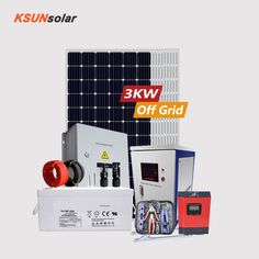 three different types of off grid solar power systems with the words 3kw off grid above them