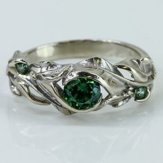 Reposhing This Item I Purchased From @Avpawn. I Didn�’t Wear It At All Since It Ended Up Being A Little Too Big For My Finger. Questions? Leave A Comment Below! Plant Ring, Plant Rings, Leaves Ring, Celtic Engagement Rings, Irish Rings, Silver Wedding Bands, Leaf Ring, Ring Color, Green Stone