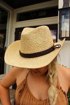 Western vibes all day long girl! You need this hat for all your country concerts coming up and it makes the perfect addition for completing an outfit❤️ Country Style Wide Brim Panama Hat, Trendy Brimmed Hat For Rodeo, Western Cream Sun Hat For Vacation, Western Style Cream Sun Hat For Vacation, Western Cream Hat For Vacation, Western Cream Straw Hat For Spring, Western Cream Hat Bands For Vacation, Cream Western Hat For Vacation, Cream Western Straw Hat For Spring