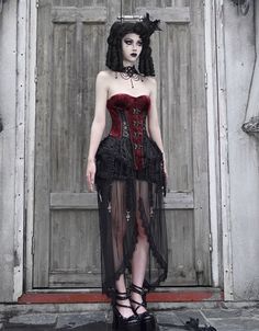 Brand:Blood Supply Peiliee Co.Ltd is the official retailer of brand blood supply This Blood Supply two-piece set gives you an edge in your Goth style. Made with original fabrics, the fish bone buckle cage bodice top and birdcage tightening corset create a striking dark look. Show off your unique style effortlessly.Model Size: height:168cm, weight: 46kg, waist: 63cm wearing size S. Size Guide (provided by the brand): Size: Top S:bust: 81-87cm, Corset length:43cm,waist:62-67cm,Dress length (plus m Punk Corset For Cosplay And Halloween, Alternative Style Corset For Halloween Cosplay, Alternative Style Halloween Cosplay Corset, Alternative Halloween Cosplay Corset, Punk Corset For Halloween Costume Party, Punk Style Corset For Halloween, Alternative Style Overbust Corset For Halloween, Vampire Style Corset For Halloween, Halloween Red Costume Corset