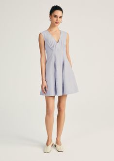 Concha Sleeveless V-Neck Dress |  Women's Dress by Derek Lam 10 Crosby Denim Essentials, Derek Lam 10 Crosby, Derek Lam, Sweater Sale, Jacket Sale, Skirts For Sale, A Dress, V Neck Dress, Skirt Top