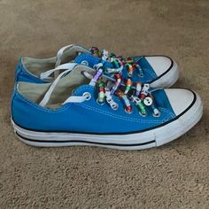 They Have Been Worn Only Once. They Are Super Cute, And They Are Also In Almost Brand New Condition. Of Course The Beads Will Be Removed. Converse Beads, Converse Ideas, Low Top Converse, Shoe Ideas, Womens Converse, Converse Shoes, Of Course, Low Top, Athletic Shoes