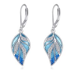 Blue Leaf-shaped Jewelry For Gift, Blue Leaf-shaped Jewelry Gift, Bohemian Blue Enamel Earrings, Blue Leaves, Bohemian Earrings, Earrings Boho, Vibrant Colours, Leaf Earrings, Birthday Anniversary