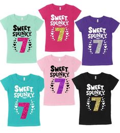 7th Birthday Family Shirts, 7th Birthday Girl Ideas, 6 Birthday Tshirt, 6th Birthday Girl Shirt, Girls 7th Birthday Shirt, Seven Birthday Shirt, Htv Shirts, Monogram Shirts, Birthday Girl Shirt