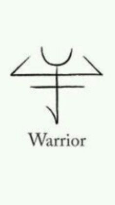 the word warrior written in black and white with an arrow on it's side