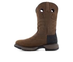 Genuine Crazy Horse Leather, Pull on entry, Steel toe, Removable insole, Rubber, slip resistant outsole, Met Guard | Men's Frye Supply Met Guard Western Safety-Crafted Boot Work Boot in Brown/Black Size 7.5 Wide Western Slip-resistant Outdoor Boots, Western Brown Slip-resistant Boots, Western Slip-resistant Boots For Outdoor Activities, Western Safety Boots With Round Toe, Western Style Waterproof Leather Boots For Safety, Western Style Leather Waterproof Boots For Safety, Western Style Leather Waterproof Boots, Slip-on Steel Toe Outdoor Boots, Outdoor Slip-on Steel Toe Boots