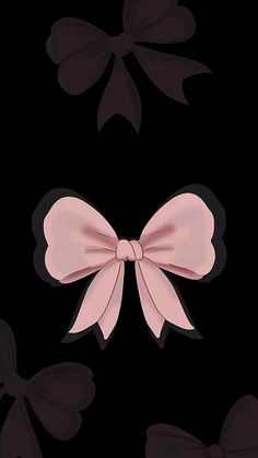 a black background with pink bows on the front and back of it's sides