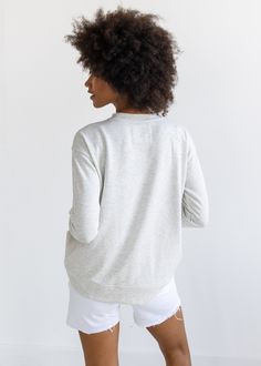 A year-round essential that you won’t want to take off. Made from an incredibly soft, double-face Peruvian pima and modal blend, this sweatshirt is soft enough to sleep in but polished enough for errands around town or a casual meal out. Plus, its medium weight is perfect for all seasons. Casual Crew Sweats For Layering, Athleisure Tops With Ribbed Collar For Loungewear, Relaxed Crew Neck Sweats For Everyday, Soft-washed Crew Neck Sweater For Layering, Soft-washed Tops For Winter Layering, Cozy Fit Basic Top For Loungewear, Sporty Ribbed Collar Tops For Loungewear, Sporty Tops With Ribbed Collar For Loungewear, Sporty Loungewear Tops With Ribbed Collar