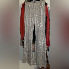 Nwot Womens Large Flared Sequin Pants 100% Polyester Never Worn Winter Party Wide Leg Bottoms, Winter Party Pants With Straight Leg, Straight Leg Pants For Winter Party, Glamorous Full-length Winter Bottoms, Glamorous Full Length Winter Bottoms, Festive Wide Leg Pants For Fall, Glamorous Wide Leg Winter Pants, Festive Fall Wide Leg Pants, Glamorous High Waist Winter Pants