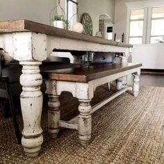 Stafford Custom Farm Bench-Iron Accents Case In Stile Country, Rustic Farm Table, Farmhouse Dining Room Table, Farmhouse Kitchen Tables, Table Farmhouse, Dining Room Table Decor, Wild Honey, Rustic Dining Room, Farmhouse Dining Table