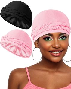 PRICES MAY VARY. 【COMPLETE WEARING IN SECONDS】Twisted Long Tail of turban is the Innovative Design,with our pre-tied satin turban,you can create a classic look in just a few seconds without tying knots.The perfect fit fits your head,Whether you have a lot of hair or a little,it will stay securely in place, giving you the confidence to go about your day without worrying about your hair turban. 【MORE THICK AND OPAQUE】The outer lining of the halo turban hair scarf is made of fine modal,which is bre Head Wrap For Short Hair, Headwraps For Natural Hair, Knitted Turban, Satin Turban, Curling Straight Hair, Tying Knots, Sisters Boyfriend, Knit Turban, Head Wraps For Women