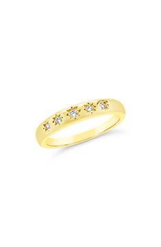 Stack your fingers and make a statement with this gleaming golden ring that is encrusted with sparkling stars. 14K gold plated brass/cubic zirconia stones Store in an air-tight bag when not wearing. Do NOT expose to any harsh chemicals, jewelry cleaners, or perfume. Imported Fine Yellow Gold Sparkling Rings, Gold Diamond Ring With Sparkling Detail, Dazzling Gold Diamond Ring With Sparkling Detail, Gold Cubic Zirconia Sparkling Rings, Gold Sparkling Rings For Promise, Gold Sparkling Cubic Zirconia Rings, Fine Jewelry Gold Sparkling Rings, Gold Sparkling Rings Fine Jewelry, Sparkling Gold Cubic Zirconia Rings