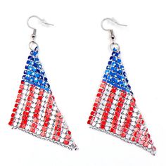 Brand New And High Quality Includes 1x Earrings As Pictured Magnolia Jewelry, Flag Earrings, Cute Watermelon, Silver Turquoise Earrings, Blue Flip Flops, American Flag Stars, Blue Skulls, Daisy Studs, Pink Skull