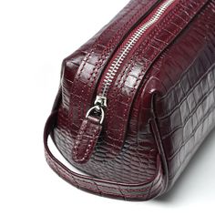 Leather Cosmetic Purse Bag Burgundy | PLIK x HAYA | Wolf & Badger Luxury Zipper Pouch Shoulder Bag For Travel, Luxury Travel Shoulder Bag With Zipper Pouch, Luxury Bags With Zipper Pouch For Daily Use, Luxury Everyday Shoulder Bag With Zipper Pouch, Luxury Pouch With Case For Everyday Use, Luxury Leather Cosmetic Bag With Zipper Closure, Luxury Leather Cosmetic Bag For Daily Use, Luxury Rectangular Pouch For Daily Use, Luxury Rectangular Cosmetic Bag For Daily Use