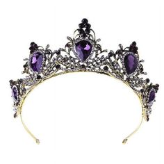 Brand new and high quality Features: -This crown is all decorated with rhinestones,some of them are larger,highly simulated with real stone,purple style,luxury and ceremonious. -Tiara,convenient to put on and take off,headband design,with alloy hoop,ideal for wedding or feast. -Glittering rhinestone provides charming and attractive look with you and let you be a focus. -High quality and high intensity,durable and rhinestones on crown will not easily fall out. -Exquisite and noble style,you will look like a princess or a queen when you put on it. crown only,other accessories demo in the picture are not included! Specification: Main Material: Alloy+Rhinestone Type: Bride Tiara Color: Purple Size: One Size 13x6cm(5.12x2.36in) Quantity: 1 Pc Note: 1.No retail package. 2.Please allow 0-1cm erro Fantasy Crown Queens, Purple Cottagecore, Headband Design, Fantasy Crown, Queens Tiaras, Purple Crown, Purple Accessories, Crown For Women, Jewelry Decor