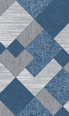 a blue and white rug with an argyle pattern on the bottom half, in shades of gray