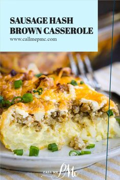 sausage hash brown casserole on a white plate