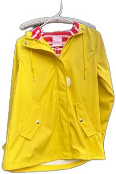 Yellow Hooded Rainy Season Outerwear, Yellow Long Sleeve Outerwear For Rainy Season, Yellow Raincoat With Pockets For Fall, Yellow Waterproof Raincoat For Fall, Yellow Waterproof Windbreaker For Fall, Casual Yellow Weatherproof Raincoat, Yellow Hooded Raincoat For Fall, Hooded Yellow Raincoat For Fall, Yellow Windbreaker For Rainy Spring Weather