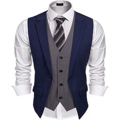 Stylish Design - Men's Layered Dress Waistcoat Is Designed To Doulble Layer, Adjustable Back Strap, V-Neck, Sleeveless, 4 Buttons, Classic Single Breasted. Easily Stands Out From Usual Suit Coat Yet Looks Very Handsome. Real Pockets - Two Insert Pockets In The Front Of The Men's Dress Vest And It Can Be Cutted Apart With Scissors. Two Well-Made Side Pockets For Your Watch, Cards Or Handkerchief Etc. Perfect Gift For Families, Friends Or Boyfriend. Formal Or Daily Wear - Men's V-Neck Sleeveless L Tuxedo Outfit, Dress Suit Vest, Business Suit Vest, Mens Dress Vests, Mens Formal Vest, Wedding Waistcoats, Fashion Vest, Formal Vest, Mens Suit Vest