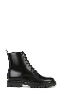 A lace-up boot with a tough, utilitarian look is crafted in a variety of textures and finishes—and is sure to end up on heavy rotation all season long. 1 1/2" heel; 3/4" platform (size 8.5) 5" shaft Lace-up style with side zip closure Water-resistant Leather upper and lining/synthetic sole Imported Women's Shoes Leather Working Group certified This product meets Nordstrom Responsible Sourcing and Manufacturing criteria: made with practices that meet higher environmental or social standards High-top Work Boots For Fall Workwear, Lug Sole Ankle Combat Boots For Workwear, High-top Lug Sole Combat Boots For Work, Black Lace-up Waterproof Boots For Work, High-top Combat Boots With Lug Sole For Work, Lug Sole Lace-up Boots For Work, Round Toe Lace-up Boots With Lug Sole For Work, Black Waterproof Boots For Work, Lace-up Waterproof Boots For Fall Workwear