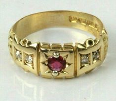 ANTIQUE EDWARDIAN 18K YELLOW GOLD GYPSY RING W/RUBY & DIAMONDS size 6 #Unbranded #Band #AnniversaryFathersDayMothersDayValentinesDayWedding Ruby Wedding Ring, Ruby Wedding Rings, Art Deco Wedding Band, Antique Wedding Rings, Ruby Wedding, Art Deco Wedding Rings, Yellow Gold Wedding Ring, Yellow Gold Wedding Band, Green Yellow Blue